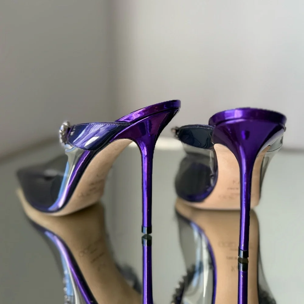 New Jimmy Choo Bing Crystal Clear Mule Pumps $1,150 37.5 - Picture 10 of 16